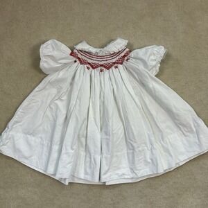 Vintage Nannette Baby Dress Smocked Embroidered Puff Sleeve USA 3-6 Mo